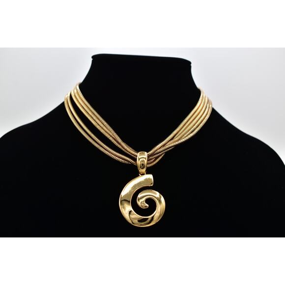 Givenchy Vintage Collar Necklace Swirl Pendant Snake Multi-Chain Signed 80s Bin1 - Picture 1 of 12